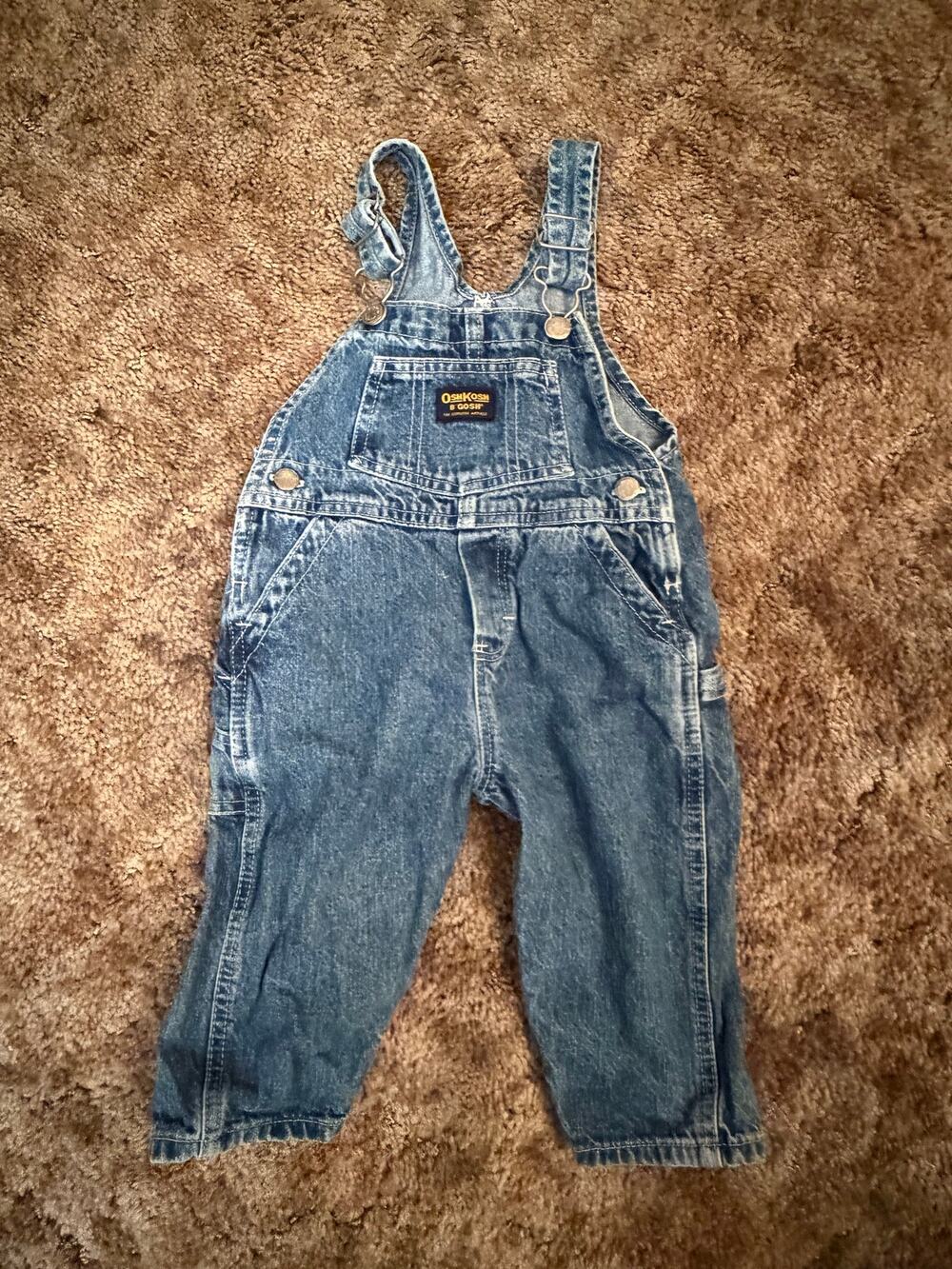 Vintage OshKosh B’gosh Denim Overalls 18 Mo Vestbak Blue Jean Classic Carpenter